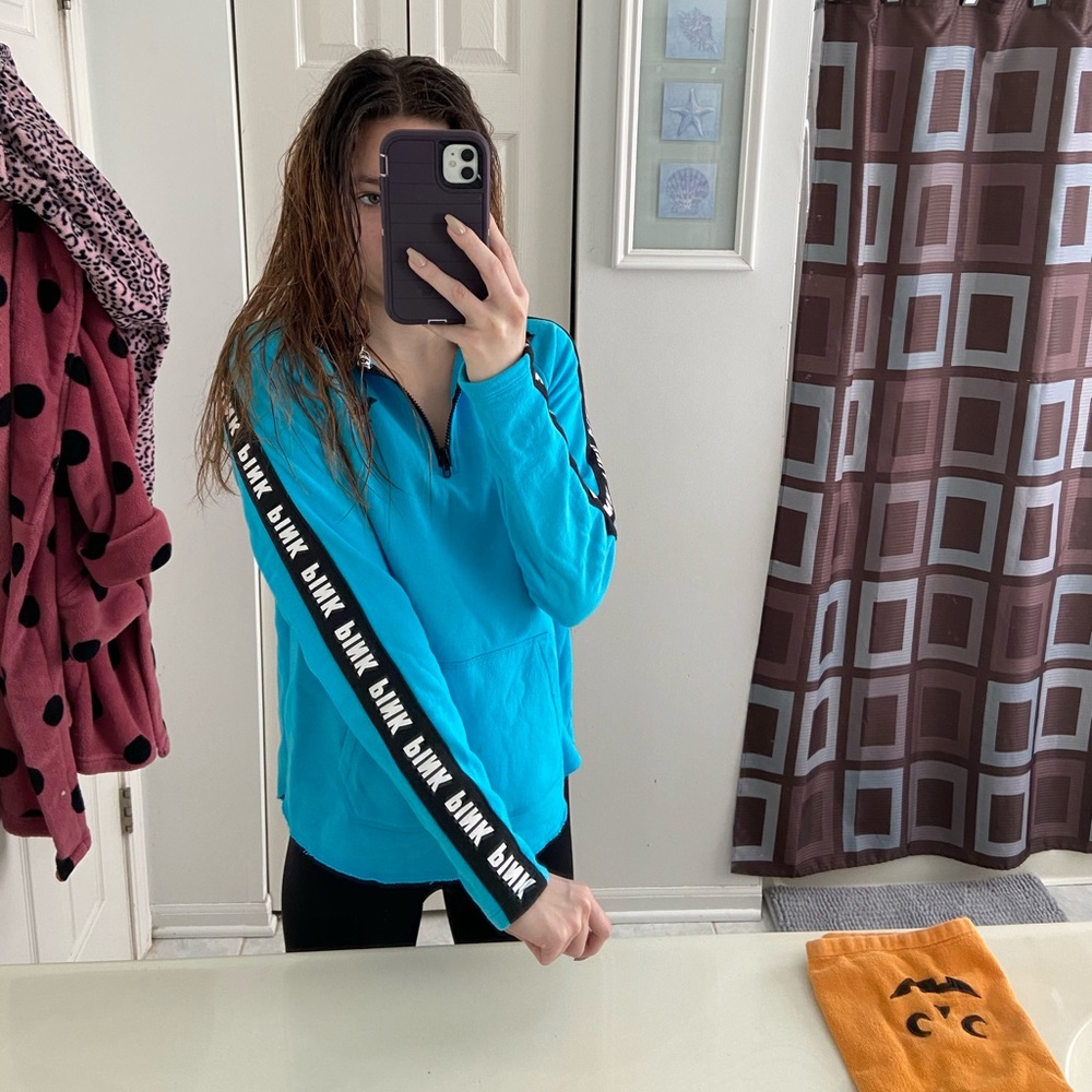 Blue and Black PINK long sleeve quarter-zip